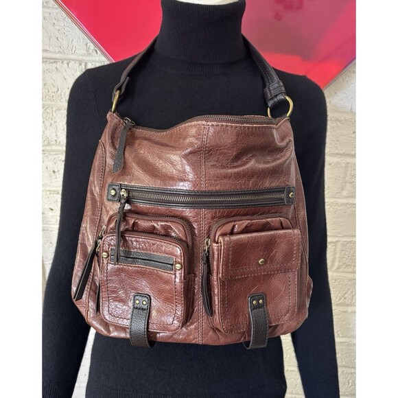 The Sak Brown Leather Purse Hobo Satchel Messenger Shoulder Bag - Picture 2 of 7